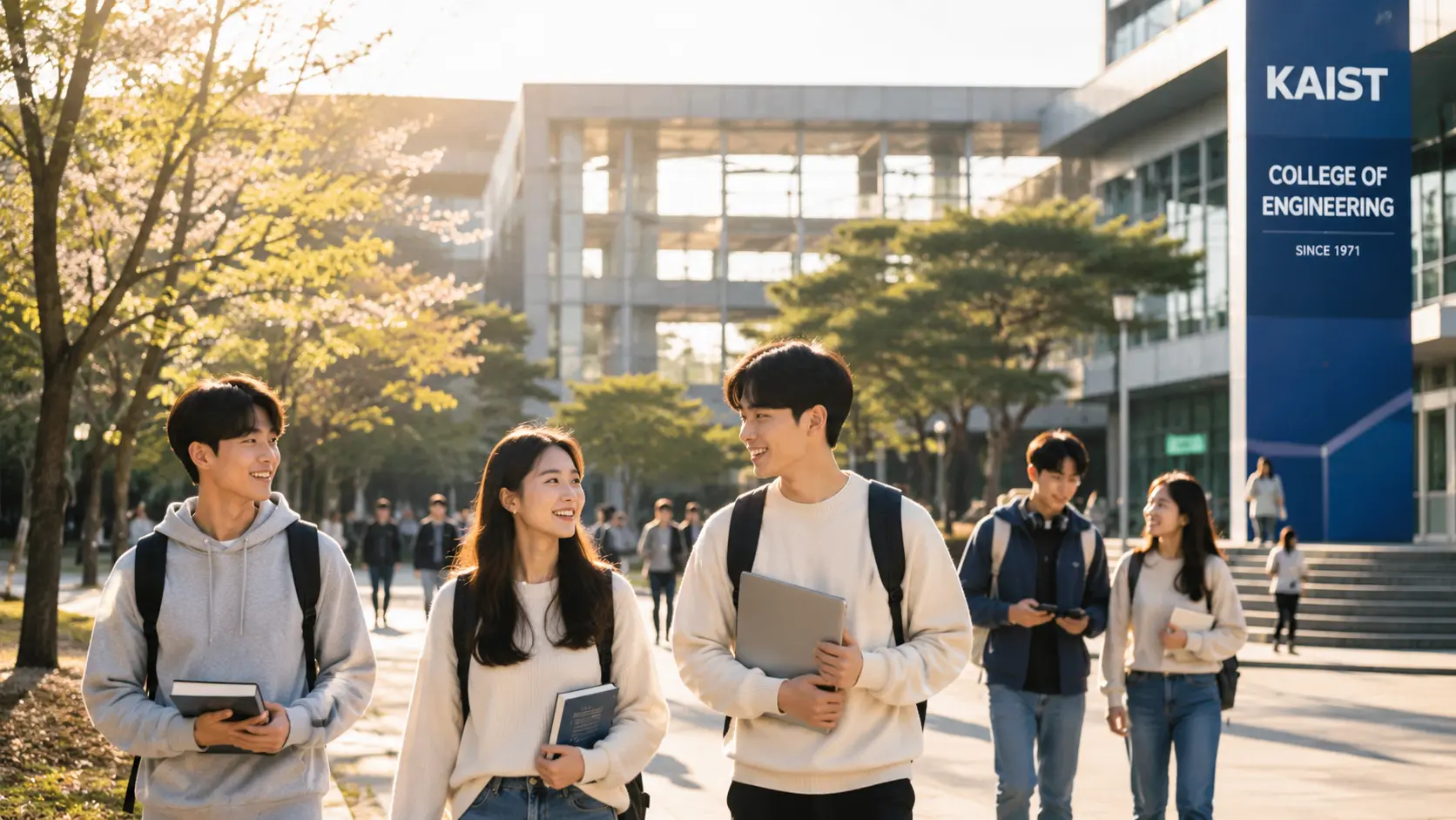 South Korea university campus with Korean students at Seoul academic institution